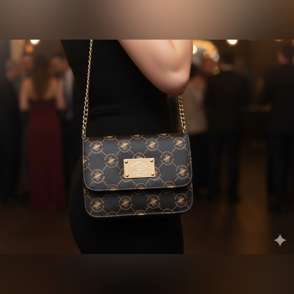Elegant Black and Gold Designer Shoulder Bag